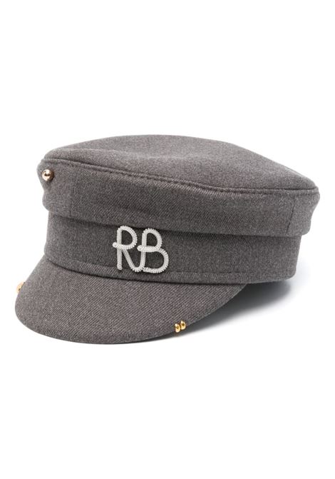 Grey mélange-effect baker boy cap - women RUSLAN BAGINSKIY | Hats | KPC030CAPRSSIRB030